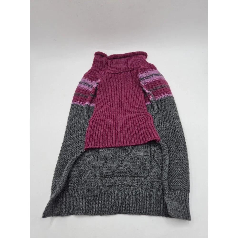 Eddie Bauer Pet Dog Coat Cable Knit Sweater Small Pink & Gray